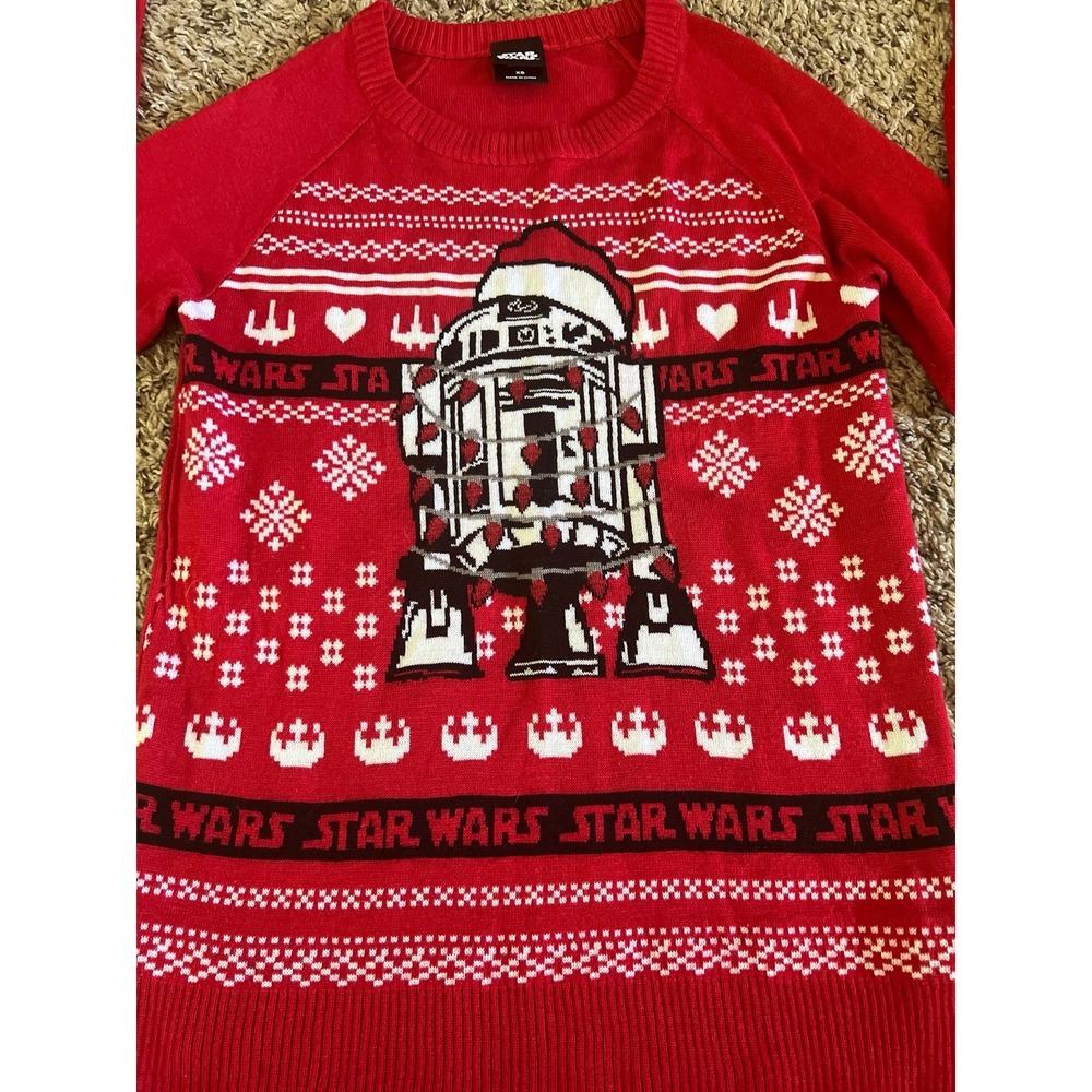 Star Wars‎ Woman's R2D2 Red Ugly Christmas Sweater Size XS - Picture 2 of 7